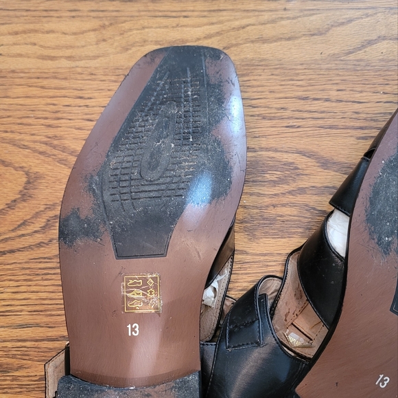 Majestic Collection Black Leather Open Closed Toe Slingback Sandals Shoes 13 - Picture 9 of 11